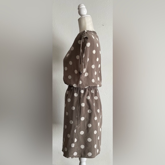 BROADWAY & BROOM Silk Polka Dot Cinched Waist Mini Dress - Picture 2 of 6
